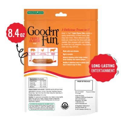 Show full view: Good 'n' Fun Triple Flavor Ribs Beef, Chicken & Pork Hide Dog Chews, 8.4-oz bag slide 3 of 7