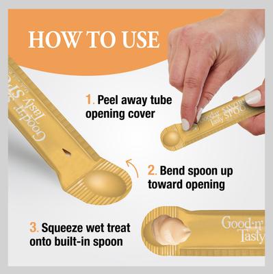 Show full view: Good 'n' Tasty Mousse Squeezer Chicken, Salmon, Duck Lickable Cat Treats, 6 count slide 6 of 13