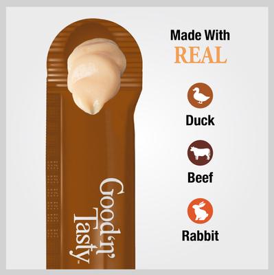 Show full view: Good 'n' Tasty Mousse Squeezer Duck, Beef, Rabbit Lickable Cat Treats, 6 count slide 5 of 13