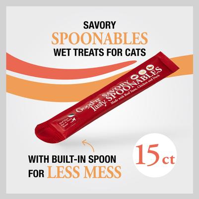 Show full view: Good 'n' Tasty Savory Spoonables Triple Flavor Variety Pack Lickable Cat Treat, Squeezable Tube, 15 count slide 4 of 13