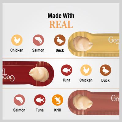 Show full view: Good 'n' Tasty Savory Spoonables Triple Flavor Variety Pack Lickable Cat Treat, Squeezable Tube, 15 count slide 5 of 13