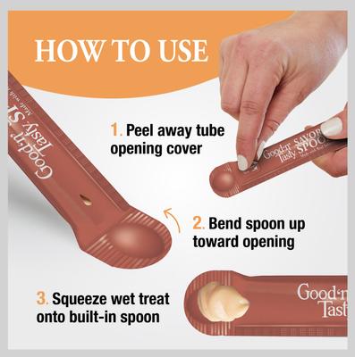 Show full view: Good 'n' Tasty Savory Spoonables Triple Flavor Variety Pack Lickable Cat Treat, Squeezable Tube, 15 count slide 7 of 13