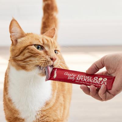 Show full view: Good 'n' Tasty Savory Spoonables Triple Flavor Variety Pack Lickable Cat Treat, Squeezable Tube, 15 count slide 9 of 13
