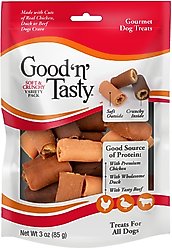 Good 'n' Tasty Soft & Crunchy Variety Pack Chicken, Duck & Beef Gourmet Dog Treats, 3-oz bag