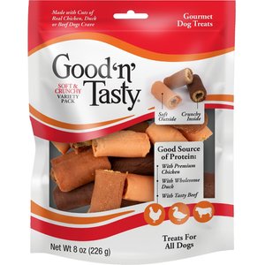 Good 'n' Tasty Soft & Crunchy Variety Pack Chicken, Duck & Beef Gourmet Dog Treats, 8-oz bag