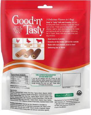 Show full view: Good 'n' Tasty Soft & Crunchy Variety Pack Chicken, Duck & Beef Gourmet Dog Treats, 8-oz bag slide 3 of 8