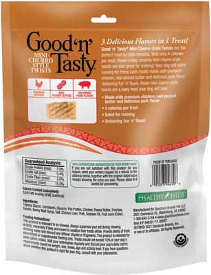 Show full view: Good 'n' Tasty Triple Flavor Mini Churro Style Twists Chicken, Peanut Butter & Pork Gourmet Crunchy Dog Treats, 250 count slide 3 of 11