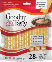 Good 'n' Tasty Triple Flavor Mix Chicken, Salmon, & Duck Puree Dog Food Topper, 28 count