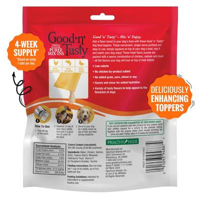 Show full view: Good 'n' Tasty Triple Flavor Mix Chicken, Salmon, & Duck Puree Dog Food Topper, 28 count slide 3 of 12