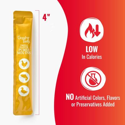 Show full view: Good 'n' Tasty Triple Flavor Mix Chicken, Salmon, & Duck Puree Dog Food Topper, 28 count slide 5 of 12