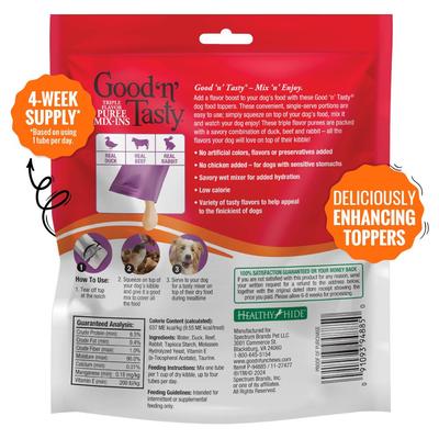 Show full view: Good 'n' Tasty Triple Flavor Mix Duck, Beef, & Rabbit Puree Dog Food Topper, 28 count slide 3 of 11
