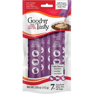 Good 'n' Tasty Triple Flavor Mix Duck, Beef, & Rabbit Puree Dog Food Topper, 7 count