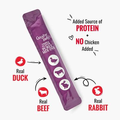 Show full view: Good 'n' Tasty Triple Flavor Mix Duck, Beef, & Rabbit Puree Dog Food Topper, 7 count slide 4 of 10