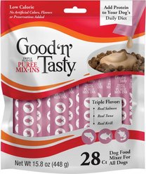 Good 'n' Tasty Triple Flavor Mix Salmon, Tuna, & Krill Puree Dog Food Topper, 28 count slide 1 of 8