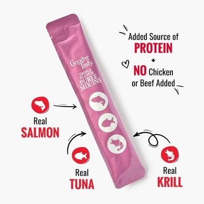 Show full view: Good 'n' Tasty Triple Flavor Mix Salmon, Tuna, & Krill Puree Dog Food Topper, 7 count slide 4 of 11
