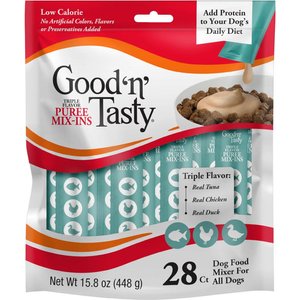 Good 'n' Tasty Triple Flavor Mix Tuna, Chicken, & Duck Puree Dog Food Topper, 28 count