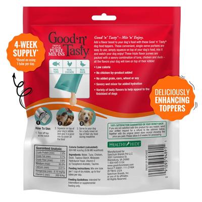 Show full view: Good 'n' Tasty Triple Flavor Mix Tuna, Chicken, & Duck Puree Dog Food Topper, 28 count slide 3 of 12