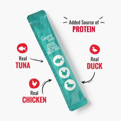 Show full view: Good 'n' Tasty Triple Flavor Mix Tuna, Chicken, & Duck Puree Dog Food Topper, 28 count slide 4 of 12