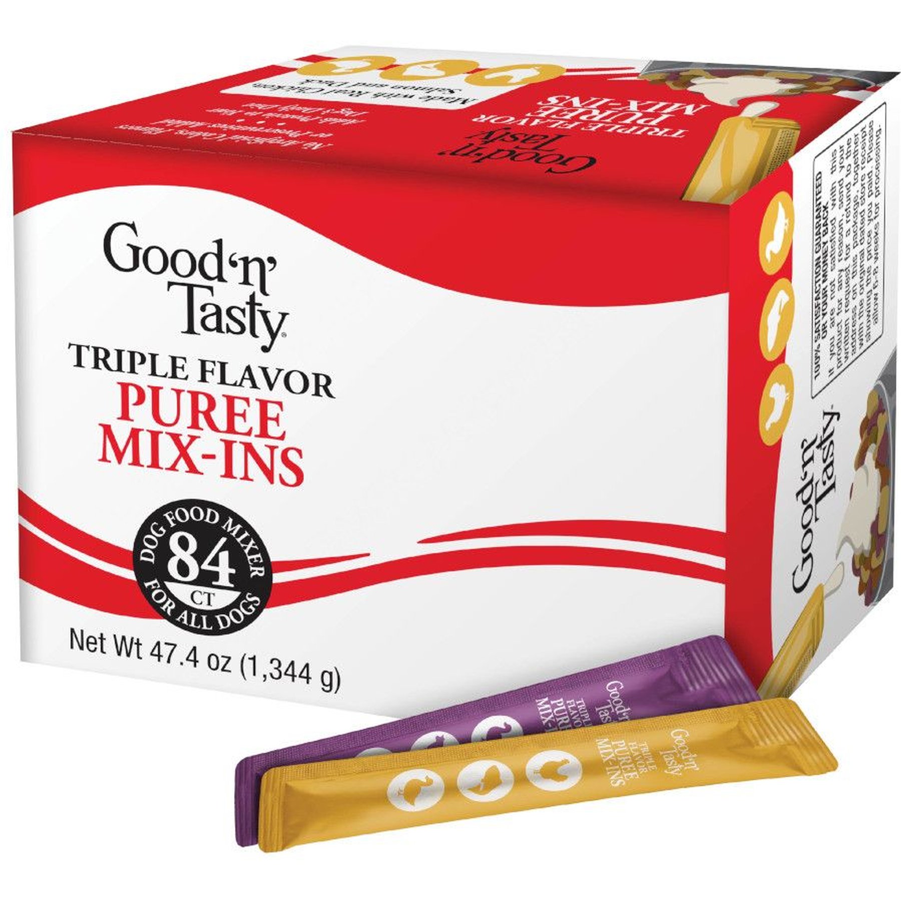 Good 'n' Tasty Triple Flavor Mix Variety Pack Puree Dog Food Topper, 84 count