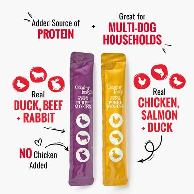 Show full view: Good 'n' Tasty Triple Flavor Mix Variety Pack Puree Dog Food Topper, 84 count slide 4 of 11