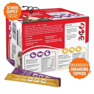 Show full view: Good 'n' Tasty Triple Flavor Mix Variety Pack Puree Dog Food Topper, 84 count slide 3 of 11