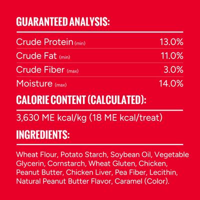 Show full view: Good 'n' Tasty Triple Flavor Stacks with Peanut Butter, Chicken & Chicken Liver Bite Sized Crunchy Dog Treats, 3.5-oz bag slide 10 of 12