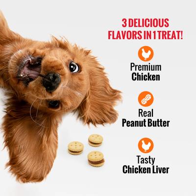Show full view: Good 'n' Tasty Triple Flavor Stacks with Peanut Butter, Chicken & Chicken Liver Bite Sized Crunchy Dog Treats, 3.5-oz bag slide 6 of 12