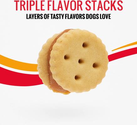 Show full view: Good 'n' Tasty Triple Flavor Stacks with Peanut Butter, Chicken & Chicken Liver Bite Sized Crunchy Dog Treats, 9-oz bag slide 4 of 12