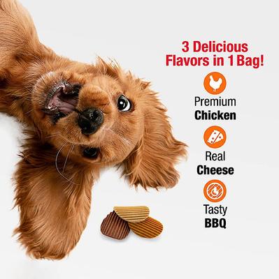 Show full view: Good 'n' Tasty Triple Flavor Wavy Chips Variety Pack Chicken, Cheese & BBQ Dog Treats, 10-oz bag slide 6 of 11
