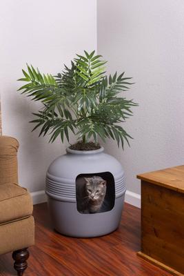 Show full view: Good Pet Stuff The Courtyard Hidden Planter Cat Litter Box, Large, Stone Gray slide 4 of 7