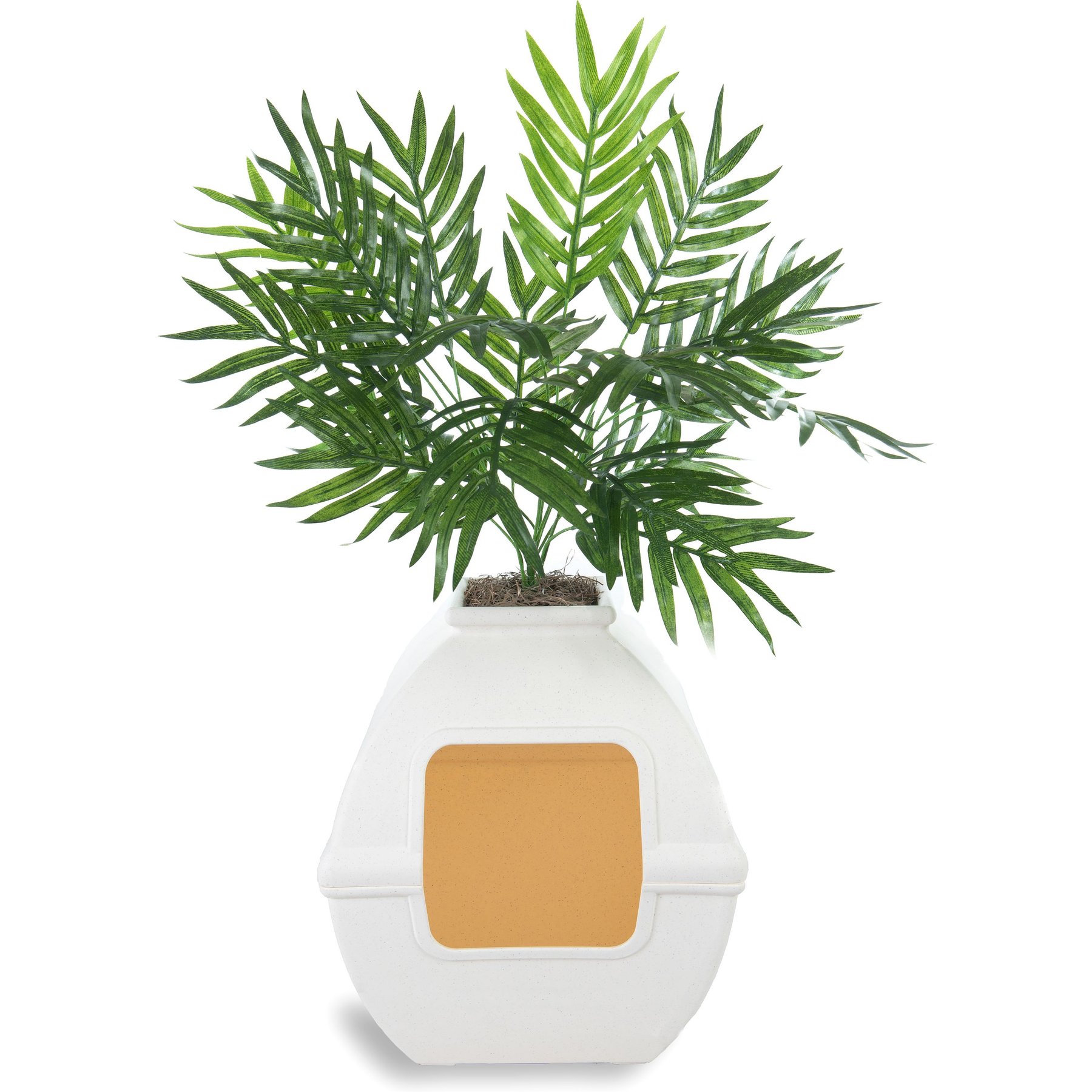 Good Pet Stuff The Courtyard Hidden Planter Cat Litter Box, Large, White Birch