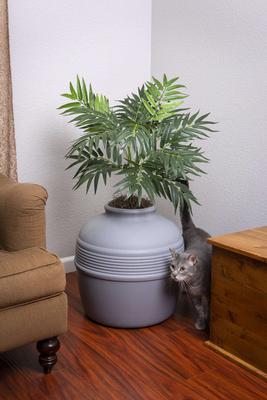 Show full view: Good Pet Stuff The Original Hidden Planter Cat Litter Box, Large, Stone Gray slide 3 of 4