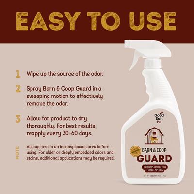 Show full view: Good Salt Pet Barn & Coop Guard Deodorizing Spray, 32-fl oz bottle, 2 count slide 4 of 6