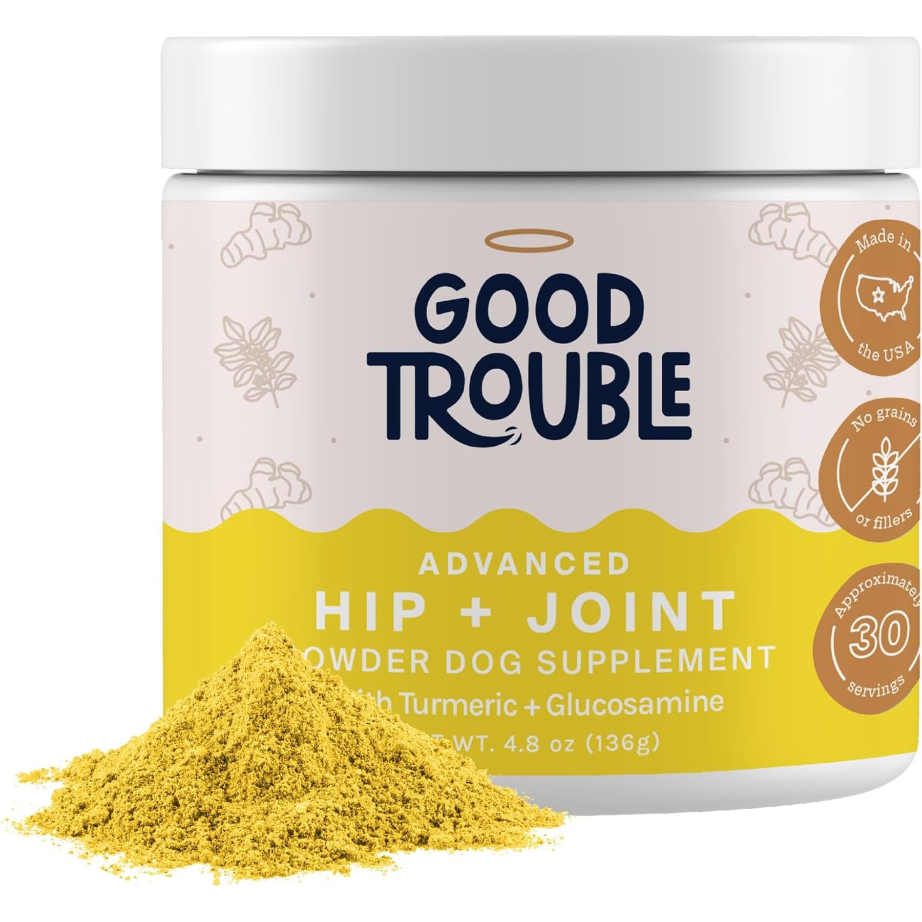 Good Trouble Advanced Hip & Joint Powder Supplement for Dogs, 4.8-oz tub