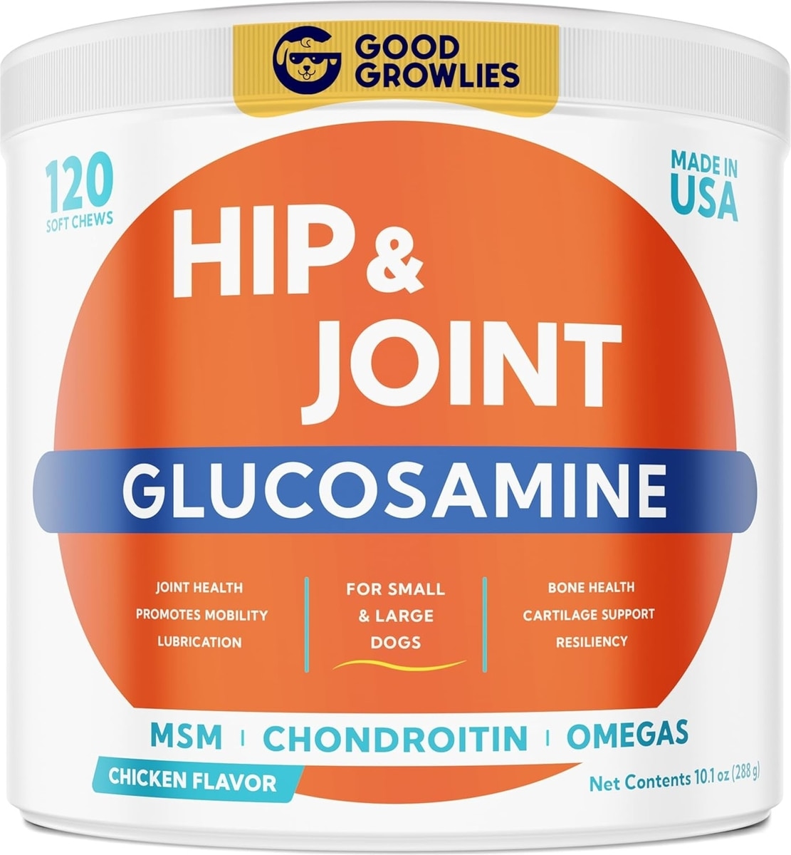 GOODGROWLIES Glucosamine Hip & Joint Chicken Flavored Soft Chew