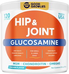 GoodGrowlies Glucosamine Hip & Joint Chicken Flavored Soft Chew Supplement for Dogs, 120 count