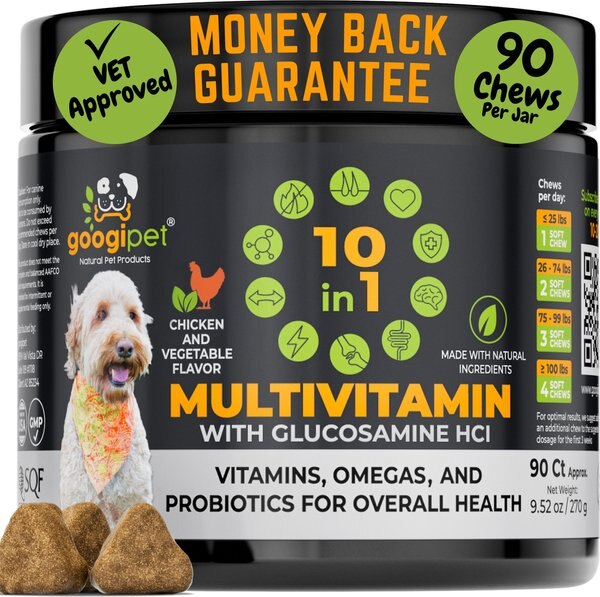 Googipet 10-in-1 Multivitamin Chicken & Vegetable Flavored Soft Chew Supplement for Dogs, 90 count