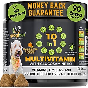 Googipet 10-in-1 Multivitamin Peanut Butter & Pumpkin Flavored Soft & Chewy Supplement for Dogs, 90 count