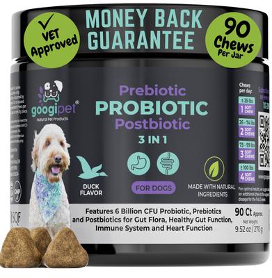 Show full view: Googipet 3-in-1 Digestive Probiotic Duck Flavored Soft Chew Supplement for Dogs, 90 count slide 1 of 10