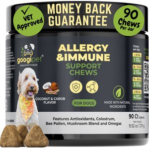 Googipet Allergy Relief Coconut & Carob Flavored Chew Supplement for Dogs, 90 count