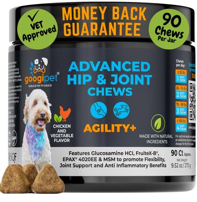 Show full view: Googipet Hip & Joint Support Chicken & Vegetable Flavored Soft Chew Supplement for Dogs, 90 count slide 1 of 10