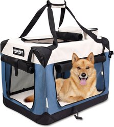 GOOPAWS 3-Door Collapsible Soft-Sided Dog & Cat Crate, Lake Blue, Large