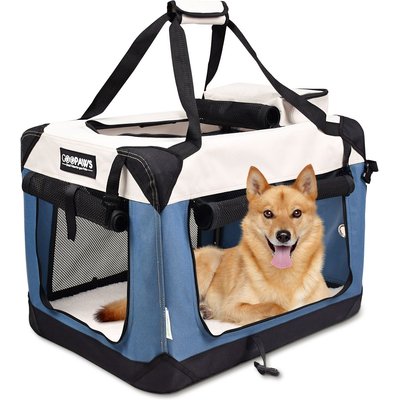 GOOPAWS GOOPAWS 3-Door Collapsible Soft-Sided Dog & Cat Crate, Lake Blue, Large
