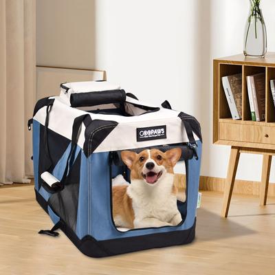 Show full view: GOOPAWS 3-Door Collapsible Soft-Sided Dog & Cat Crate, Lake Blue, Large slide 6 of 8