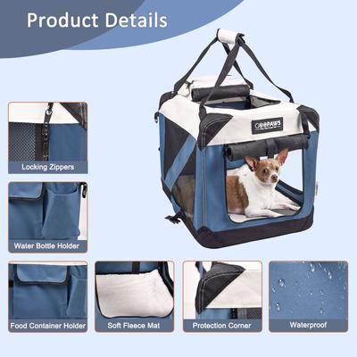 Show full view: GOOPAWS 3-Door Collapsible Soft-Sided Dog & Cat Crate, Lake Blue, Large slide 4 of 8