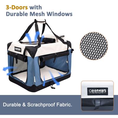 Show full view: GOOPAWS 3-Door Collapsible Soft-Sided Dog & Cat Crate, Lake Blue, Large slide 2 of 8