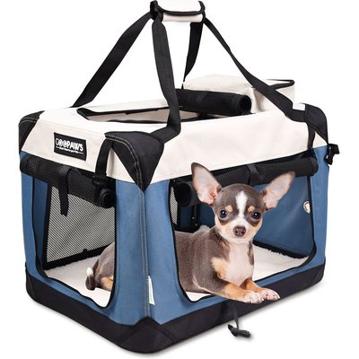 GOOPAWS GOOPAWS 3-Door Collapsible Soft-Sided Dog & Cat Crate, Lake Blue, Small