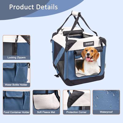 Show full view: GOOPAWS 3-Door Collapsible Soft-Sided Dog & Cat Crate, Lake Blue, Small slide 4 of 8