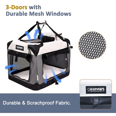 Show full view: GOOPAWS 3-Door Collapsible Soft-Sided Dog & Cat Crate, Light Grey, Small slide 3 of 9