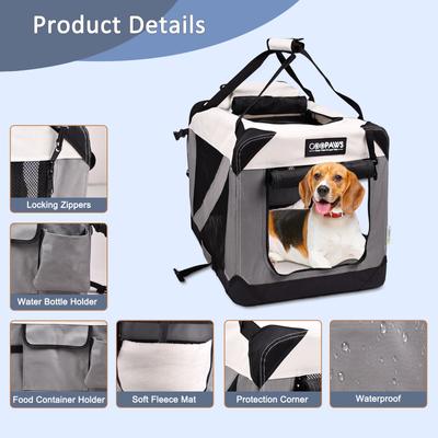 Show full view: GOOPAWS 3-Door Collapsible Soft-Sided Dog & Cat Crate, Light Grey, Small slide 5 of 9